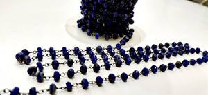 Natural Lapis Lazuli <b>Rosary</b> Faceted Rondelle 5mm Beaded Chain - Product Image 2