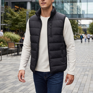 Solid Color Zip-Up Warm Sleeveless Puffer <b>Men's</b> Stand-Collar Quilted Unique Design Puffer <b>Vest</b> For <b>Men's</b> - Product Image 6