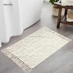 纯棉地毯走廊区域地毯北欧风格波西米亚地毯编织客厅波西米亚刺绣地垫印度