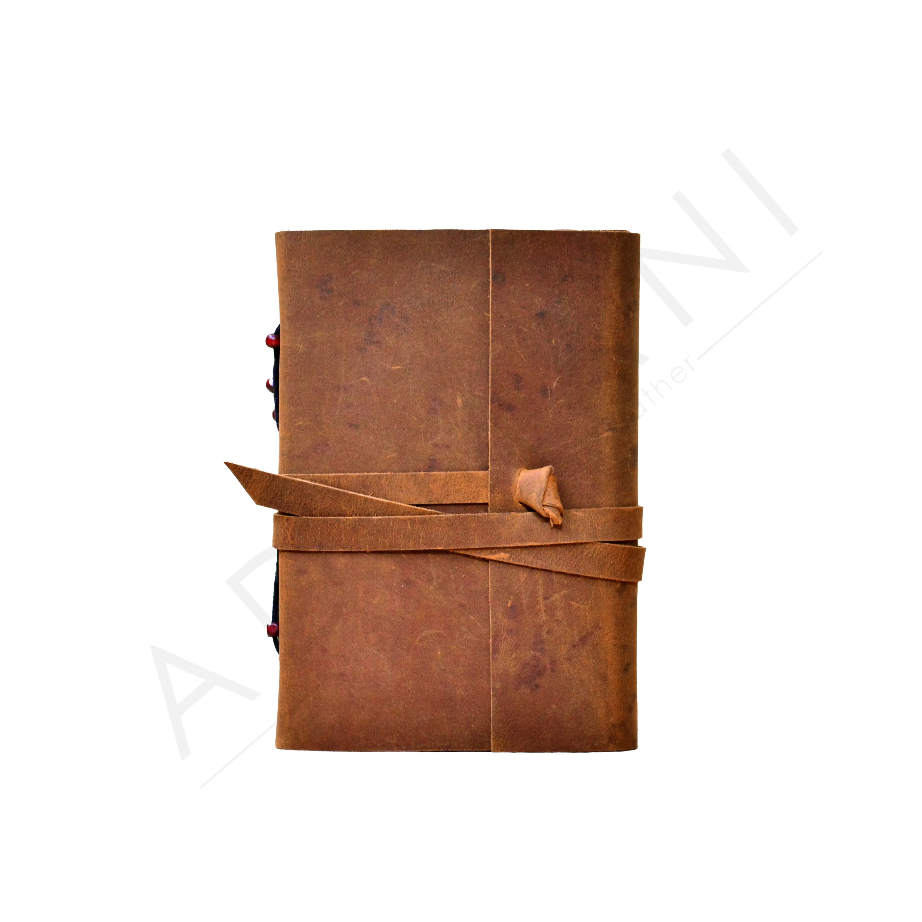 Brown Leather Notebook With Strep Closure Bound Journal, Wood free Handmade Paper Book Travel Distressed Leather Cover Diary