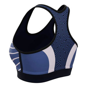 Customize Sports <b>Bra</b> Gradient <b>Blue</b> White Print Breathable Medium Support Yoga Activewear Spandex Polyester - Product Image 4