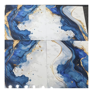 Azulejos de porcelana brillante esmaltada de 60x120cm y 60x60cm, diseño de mármol azul dorado, azulejos vitrificados de alto brillo para suelo y pared, cuerpo vitrificado - Product Image 1
