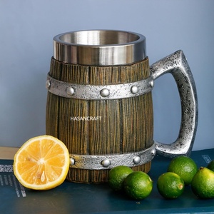 Classic Look Luxury Item Made of Wood and Steel With Brass Handle <b>Tankard</b> Wooden Beer <b>Tankard</b> Beer Mug for Home Hotel Restaurant - Product Image 2