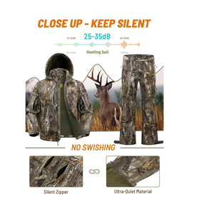 Men's Camouflage Hunting Suit And Pants Set With Hood Waterproof Breathable Outdoor Wear Full Sleeve - Product Image 2