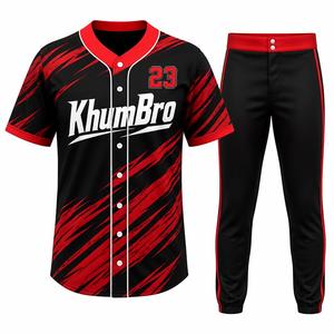 ชุดยูนิฟอร์มเบสบอลสีดำชมพูร้อนแบบกำหนดเอง ชุดเสื้อและกางเกงทีมพิมพ์ลายแบบ Sublimated ขายส่ง Khumbro Sports แบบปรับแต่งได้ - Product Image 2