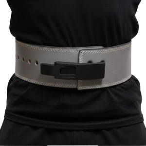 10mm Thick Genuine Cowhide Leather Strong Straight Grey Power Lifting <b>Belt</b> Buckle Customizable Heavy Duty Non-Slip Breathable - Product Image 2