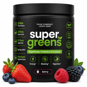 Poudre de Super Aliments Verts Végétaliens Faible en Sucre Saveur Baies Premium pour Adultes – Marque Privée, Formule Personnalisée OEM, Fournisseur en Gros pour l'Exportation - Product Image 1