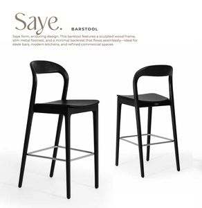 Modern Luxury Solid Wood <b>Bar</b> <b>Stool</b> Nordic <b>Backrest</b> Metal Footrest Steady Counter Height Chair for Cafe Restaurant Living Room - Product Image 1