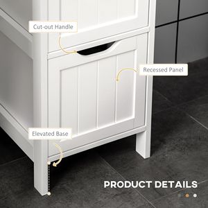 Mobiletto da Bagno Bianco a 3 Cassetti e 2 Ripiani, Sottile e Autoportante, Organizzatore per Asciugamani e Biancheria - Product Image 5