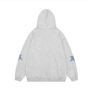 Sudadera con Capucha Negra para Hombre, 100% Algodón, Apliques de Estrellas, Estilo Casual, Corte Holgado, para Otoño, Zipro Industries 2026 - Product Image 5