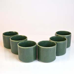 New Forest Green Bone China <b>Tea</b> <b>Cup</b> Set of 6 Durable Ceramic <b>Cups</b> with Gold Handle Turkish Design BPA Certified - Product Image 3