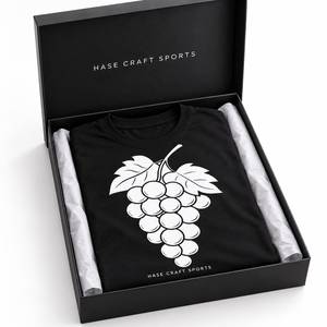 Camiseta de algodón negra de manga corta con cuello redondo y estampado gráfico de uvas para hombre, estilo casual. - Product Image 6