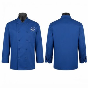 Veste de chef noire Hardson bleu roi 220 GSM en coton polyester durable, double boutonnage, uniforme culinaire pour restaurant et bar - Product Image 1