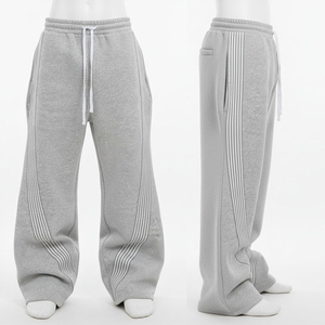 Pantalon de survêtement gris pour homme entièrement personnalisé 2026, très demandé, taille élastique avec cordon de serrage, bande latérale, tricoté, décontracté, pour l'automne - Product Image 1