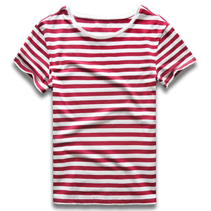 เสื้อยืดแขนสั้นลายทางผู้ชาย คอกลม ทรงปกติ ผ้าฝ้าย ใส่สบายๆ - Product Image 4