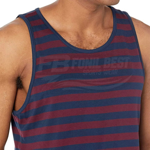 High Quality Men's <b>Striped</b> Knitted Tank <b>Top</b> O-Neck Casual Sleeveless Vest <b>Red</b> Blue Stripe Custom Design And Logo Print - Product Image 3