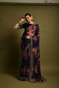 Sari Tradicional Exclusivo con Bordado, el Más Vendido, con Pieza de Blusa Sin Coser por Alphanumero 69618 - Product Image 1