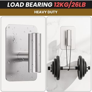 Ganci Adesivi in Acciaio Inox Resistenti, Capacità Massima 26 lb, Impermeabili, per Appendere Asciugamani, Cappotti e Accappatoi - Product Image 2