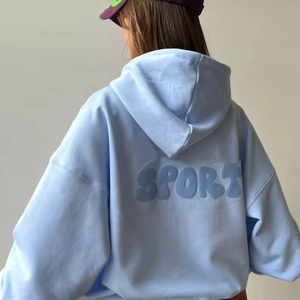 Custom logo 3d Puff Printing Graphic Hoodies <b>Women</b> <b>Fleece</b> High Quality Drop Shoulder Oversized Pullover Sweatshirt <b>Women</b> - Product Image 6