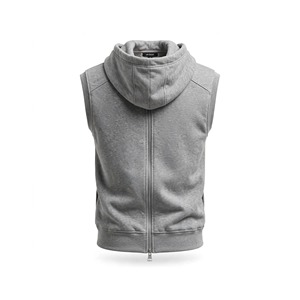 Amkoor Gilet à capuche en molleton 100 % coton pour homme, fermeture éclair, sans manches, avec poches, coupe décontractée, hiver - Product Image 5