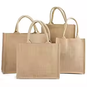 Sac de courses en fibre naturelle de jute avec fond renforcé pour transporter des courses lourdes - Product Image 3