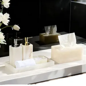 Juego de Baño de Resina Moderna Blanca de Primera Calidad, Fácil de Limpiar, Artículos Decorativos de Cuatro Piezas - Product Image 6