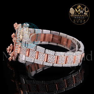 Reloj de Cuarzo de Acero Inoxidable con Incrustaciones de Diamantes para Mujer, Esfera Redonda Analógica de 40 mm, Cierre Desplegable, Reloj de Moda de Lujo - Product Image 3