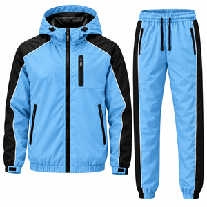 Ensemble coupe-vent personnalisé OEM deux pièces : veste zippée imperméable et pantalon – Survêtement coupe-vent d'hiver - Product Image 6
