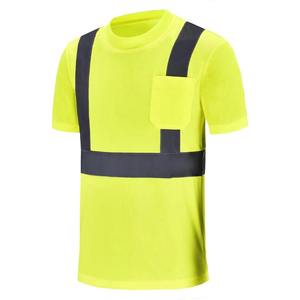 เสื้อโปโลแขนสั้นผ้าฝ้ายสีเขียวนีออนสวมใส่สบายกันลมป้องกันอันตรายมีแถบสะท้อนแสงชุดทำงานที่มองเห็นได้ชัดเจน - Product Image 4