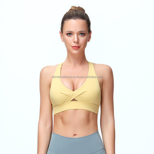 Wholesale High Support 100% Nylon <b>Cross</b> New Style Sports Bra with Crisscross Straps for Women Yoga & Running Summer Custom Logo - Product Image 6