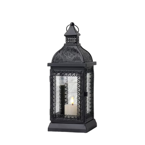 <b>Set</b> Of 2 Black Metal Outdoor Indoor Decorative Hanging Candle <b>Lanterns</b> Classic Farmhouse Style Iron Candle Holder For Home Decor - Product Image 6