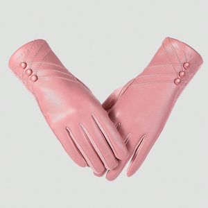 Guantes de cuero OEM para mujer, guantes para pantalla táctil, guantes forrados de cachemira, guantes de invierno de moda, marca privada, venta al por mayor. - Product Image 5