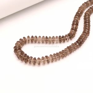 Cuentas de Cuarzo Ahumado con Corte Alemán en Forma de Rondelle de 8mm y 9mm, Cuentas de Cuarzo Natural en Hilo, Venta al por Mayor, 16 Pulgadas, Cuentas para Fabricación de Joyería - Product Image 3