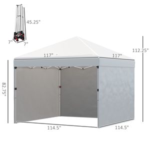 Gazebo Pop-up 3x3m con Sacche Pesi per Gambe, Borsa per il Trasporto, 3 Pareti Laterali, Altezza Regolabile, Riparo per Eventi, Gazebo da Giardino, Colore Bianco - Product Image 3