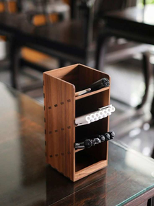 Porte-stylos et crayons carré en bois de luxe avec logo personnalisé, à un seul niveau, coffret cadeau d'affaires par Orion Handicraft pour bureau - Product Image 5