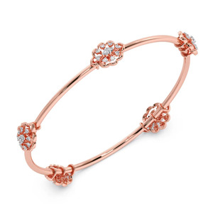 Interwoven Angular Loop Diamond Accent <b>Bangle</b> <b>Bracelet</b> - Product Image 1