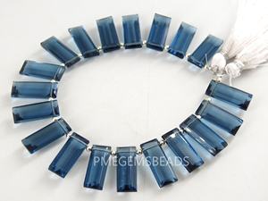 London <b>Blue</b> HydroGlass Faceted Rectangle 18X7MM Loose Bead Handmade Briolette Baguette Pair Size Gemstone Stone Glass Beads - Product Image 3