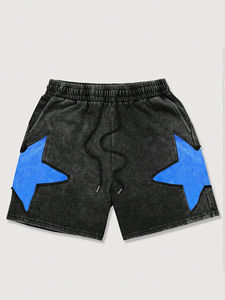 Pantalones Cortos Deportivos para Hombre, con Logotipo Personalizado, Lavado Ácido, Diseño Desgastado, Personalización Completa, Ecológicos, Transpirables, de Algodón/Poliéster, con Cordón Ajustable - Product Image 2