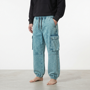 Custom Design Men's Acid Wash Cargo Joggers Cotton <b>Oversized</b> <b>Sweatpants</b> Baggy Loose Fit Multi Pocket Streetwear Casual Trousers - Product Image 4