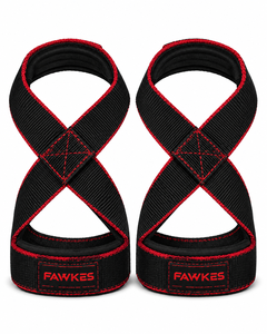 Sangles de levage FAWKES en forme de 8, rouges, réglables, légères, en nylon, pour musculation, unisexe, fermeture à boucle, sans élasticité, prix abordable - Product Image 3