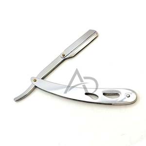 Silver Stainless Steel Barber <b>Razor</b> Metal <b>Straight</b> <b>Razor</b> With Replaceable Blade Custom Logo Professional Grooming Tool - Product Image 2