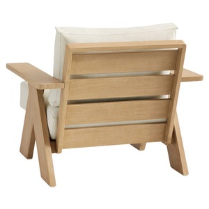 Canapé de jardin scandinave en bois, une place, mobilier d'extérieur, coussin durable non imperméable, design moderne, hôtel, patio, Jima - Product Image 2