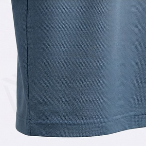 Polo à manches courtes pour homme, couleur unie, col zippé, tissu tricoté bleu - Product Image 5