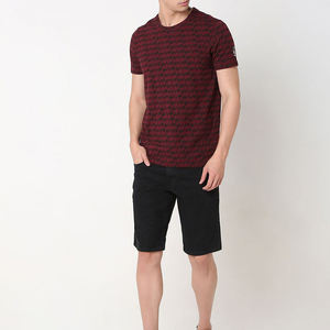 T-shirt à manches courtes pour homme, col rond, à carreaux rouges, coupe classique, décontracté, en coton tissé, motif imprimé - Product Image 6