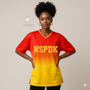 Camiseta Oversize para Mujer NSPDK Sorority, Roja y Dorada, Casual, Holgada, con Cuello en V, Diseño Gráfico de Hermandad, Ropa Universitaria Griega - Product Image 5
