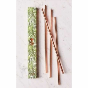 Premium <b>Reusable</b> Copper <b>Straws</b> Eco-Friendly Metal Drinking <b>Straw</b> Set with Cleaning Brush Wholesale for Bar Party Copper <b>Straw</b> - Product Image 3