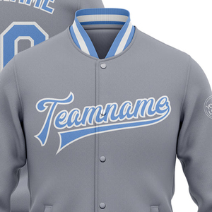 Veste universitaire personnalisée pour homme, 100 % polyester, style décontracté, veste de baseball de type Letterman avec bordure côtelée, poches et boutons-pression sur le devant - Product Image 2