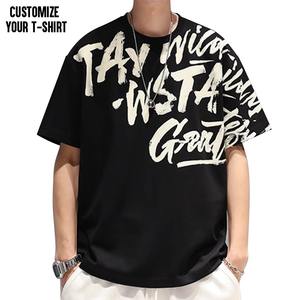 T-shirts décontractés surdimensionnés à imprimé intégral avec logo, 100 % coton, personnalisables pour hommes, style streetwear, avec logo dégradé, manches courtes - Product Image 6