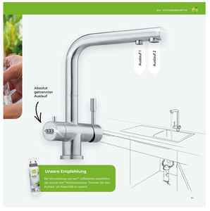 Grifo de Cocina de Acero Inoxidable con 2 Puntos de Salida Separados, Accesorios para Filtro de Agua Debajo del Fregadero - Product Image 2