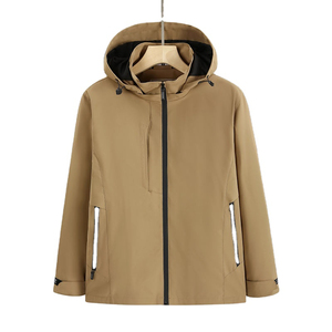 Men's <b>Light</b> Gray Hooded Windbreaker Jacket with Zipper Closure Casual Outdoor Wear Autumn Season Polyester <b>Shell</b> - Product Image 4